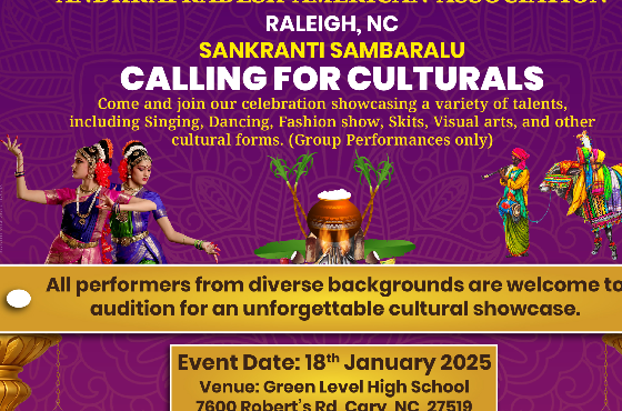 Raleigh Sankranti Sambaralu Calling For Culturals